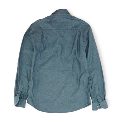 Blue Solid Long Sleeve Button Down