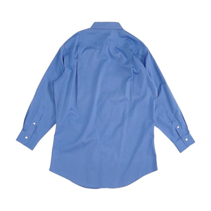 Blue Solid Long Sleeve Button Down