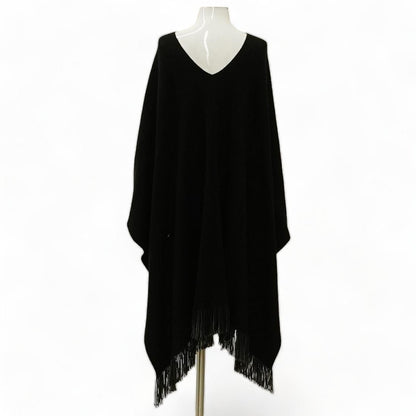 Black Solid Cape Sweater