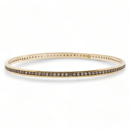 18K Gold Clear Stone Solid Bangle Bracelet