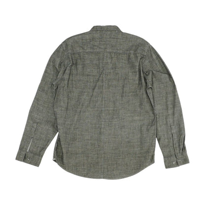 Gray Solid Long Sleeve Button Down