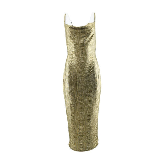 Gold Solid Midi Dress