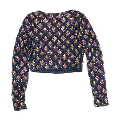 Navy Solid Long Sleeve Blouse