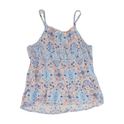 Blue Floral Sleeveless Blouse