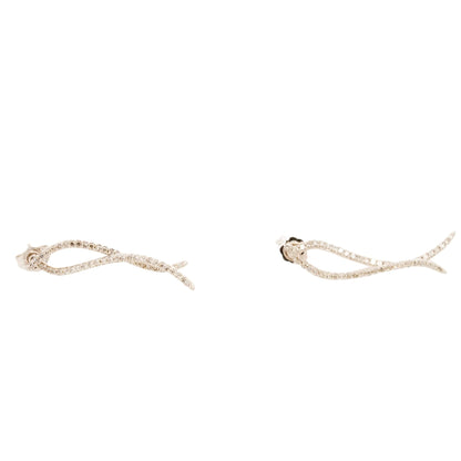 14K White Gold Diamond Curved Line Stud With Curved Line Jacket Earrings