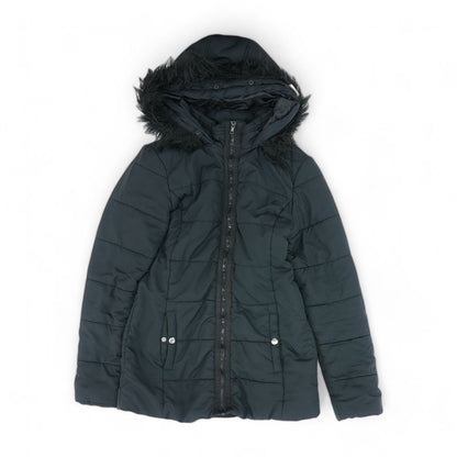 Black Solid Puffer Jacket