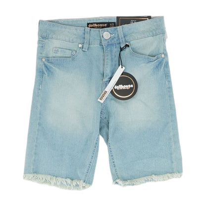 Blue Solid Denim Shorts