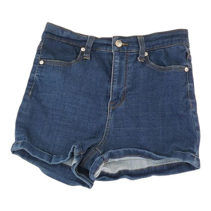 Blue Solid Denim Shorts