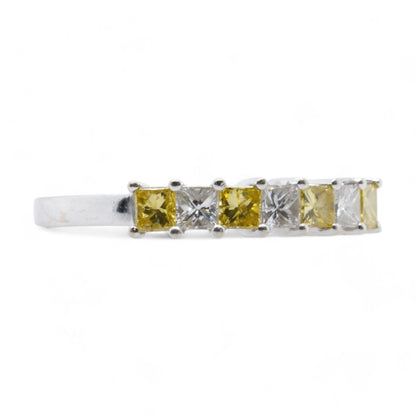 18K White Gold White And Yellow Diamond Band