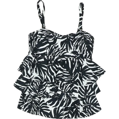 Black Animal Print Swim Top