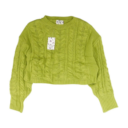 Green Solid Crewneck Sweater