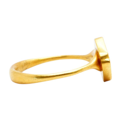 22K Gold Matte Finish Bezel Set Diamond Slice Ring