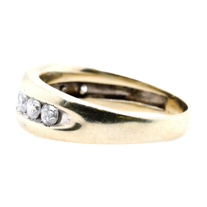 14K White Gold Channel Set Round Diamond Band