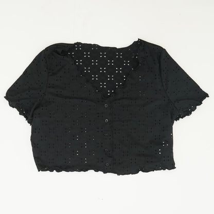 Black Solid Button Down