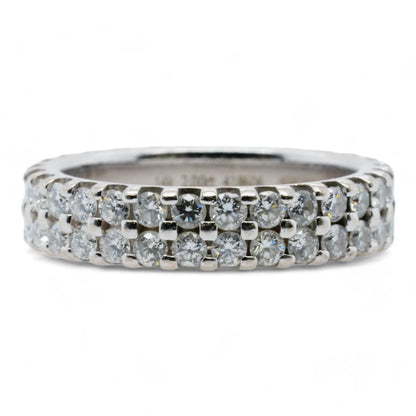 14K White Gold Double Row Diamond Eternity Band