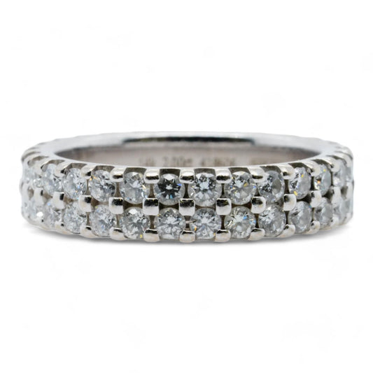 14K White Gold Double Row Diamond Eternity Band