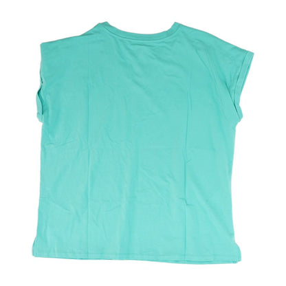 Turquoise Solid V Neck Knit Top