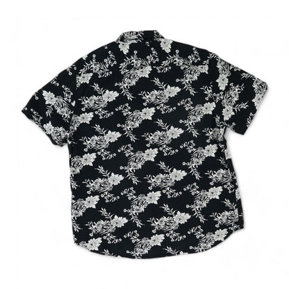 Black Floral Short Sleeve Button Down