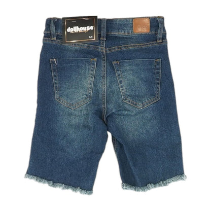 Blue Solid Denim Shorts