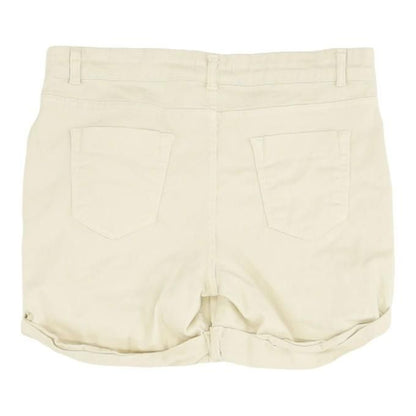 White Solid Denim Shorts