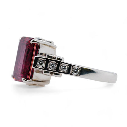 Platinum Rubelite Tourmaline With Diamond Accents Ring