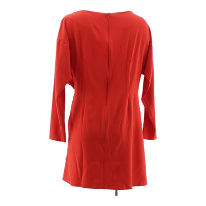Red Solid Midi Dress
