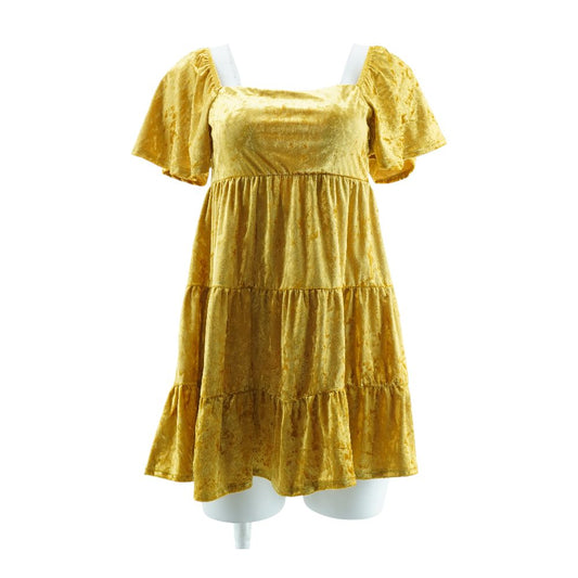 Gold Solid Mini Dress