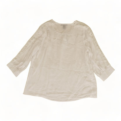 White Solid 3/4 Sleeve Blouse