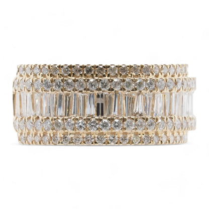 14K Gold Round And Baguette Diamond Band