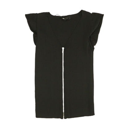 Black Solid Short Sleeve Blouse