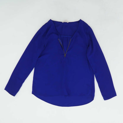 Blue Solid Long Sleeve Blouse