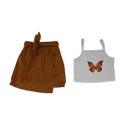 Brown Animal Skirt Set