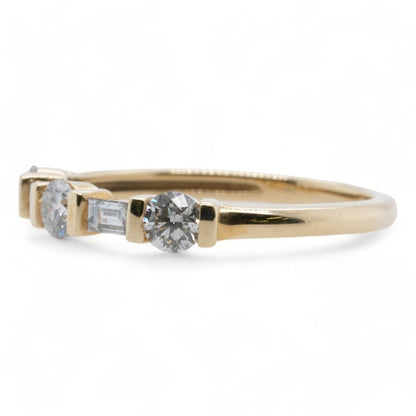 14K Gold Round And Baguette Diamond Band