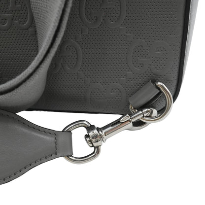 Gray Leather GG Embossed Sling Bag