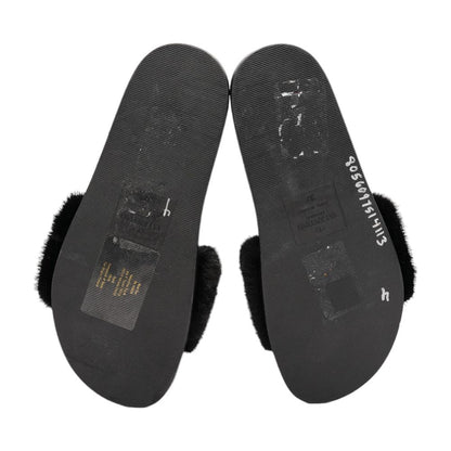 Rockstud Mink Fur Slides