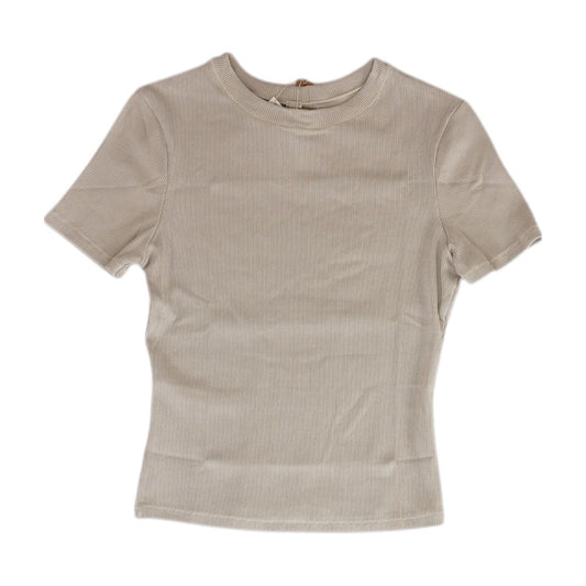 Beige Solid Crewneck T-Shirt