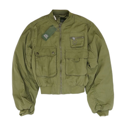 Green Solid Bomber Jacket