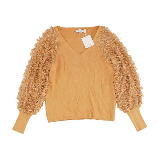 Orange Solid Pullover Sweater