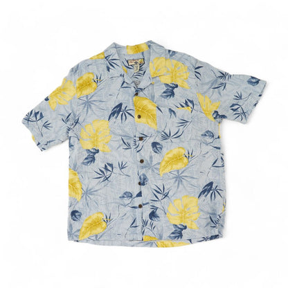 Blue Floral Short Sleeve Button Down