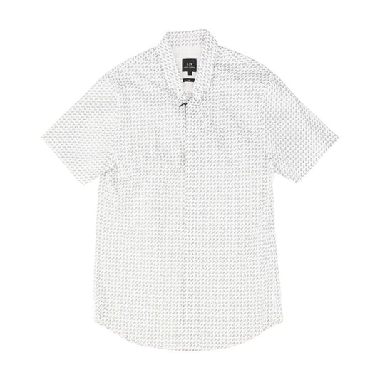 White Graphic Short Sleeve Button Down