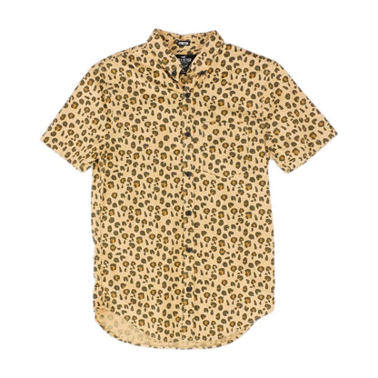 Tan Animal Print Short Sleeve Button Down