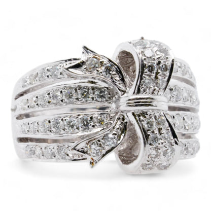 18K White Gold Diamond Bow Band