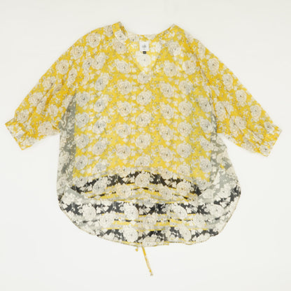 Yellow Floral 3/4 Sleeve Blouse