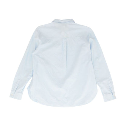 Blue Solid Long Sleeve Button Down