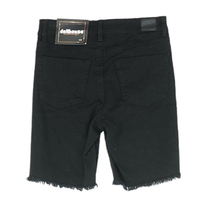 Black Solid Denim Shorts