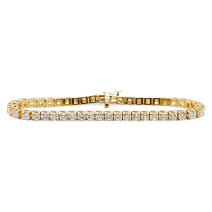 14K Gold Round Diamond Tennis Bracelet