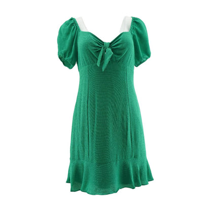 Green Solid Mini Dress