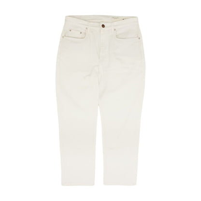 White Solid High Rise Straight Leg Jeans