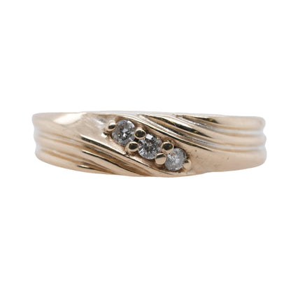 14K Gold Three Round Diamond Band