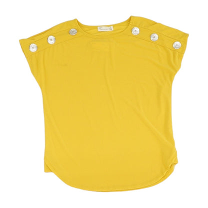 Yellow Solid Short Sleeve Blouse